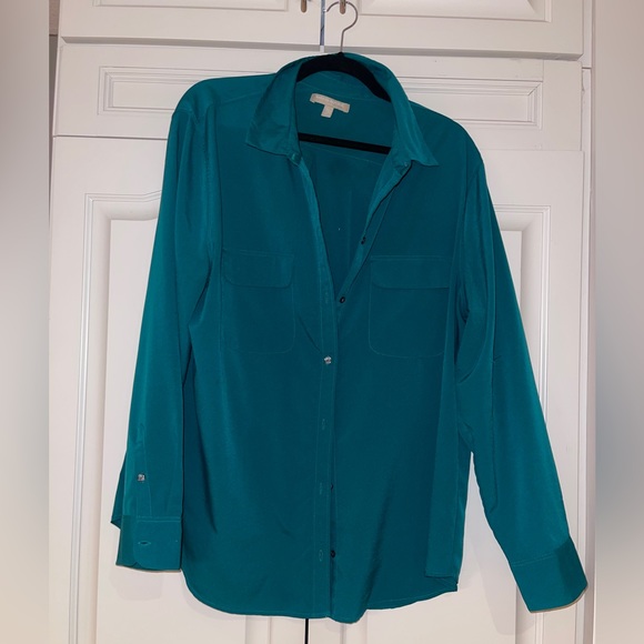 Green banana republic button up blouse size XL - Picture 1 of 4